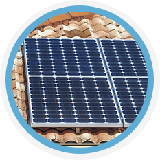 Solar panels on tile roof