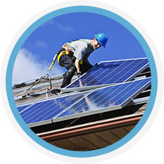 Person installing solar panels